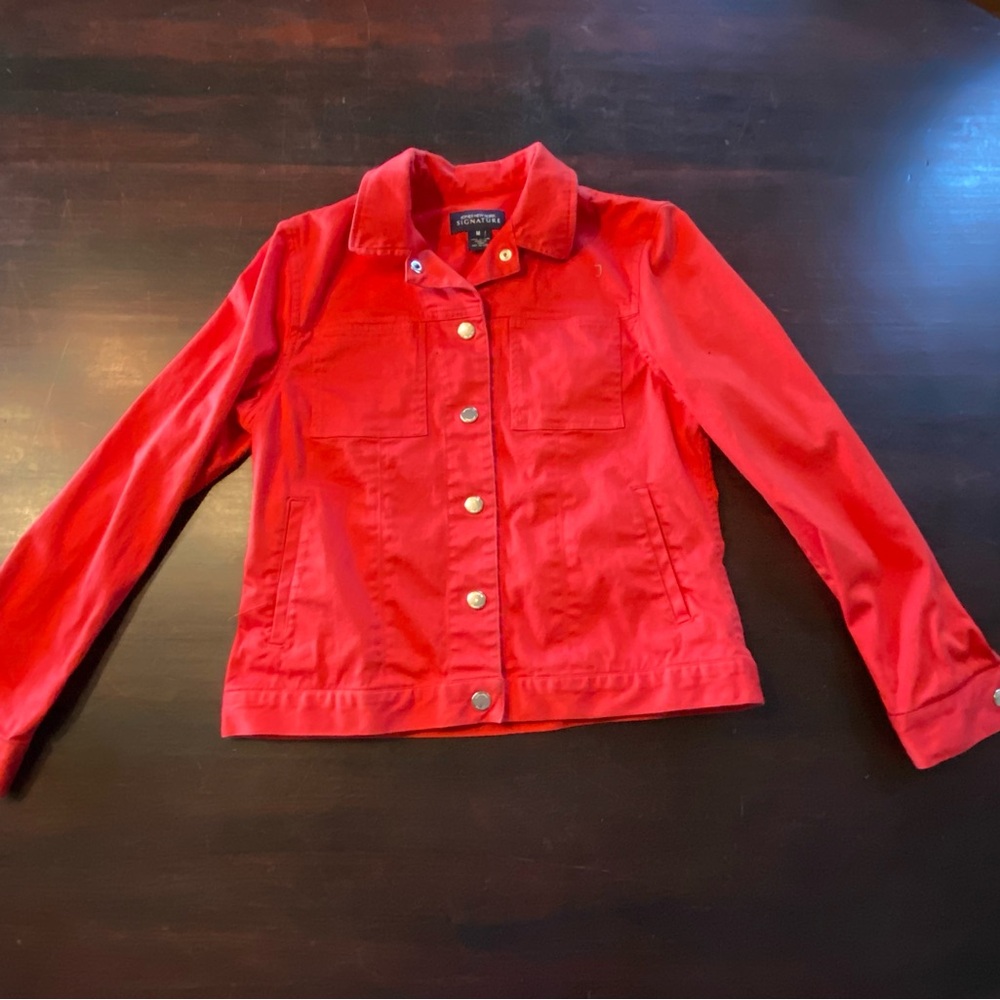 Jones New York Signature Women's Red Denim Jacket, Size Medium, NWOT